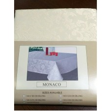 CREAM JACQUARD MONACO TABLECLOTH BY MILLER 145CM X 270CM $34.95